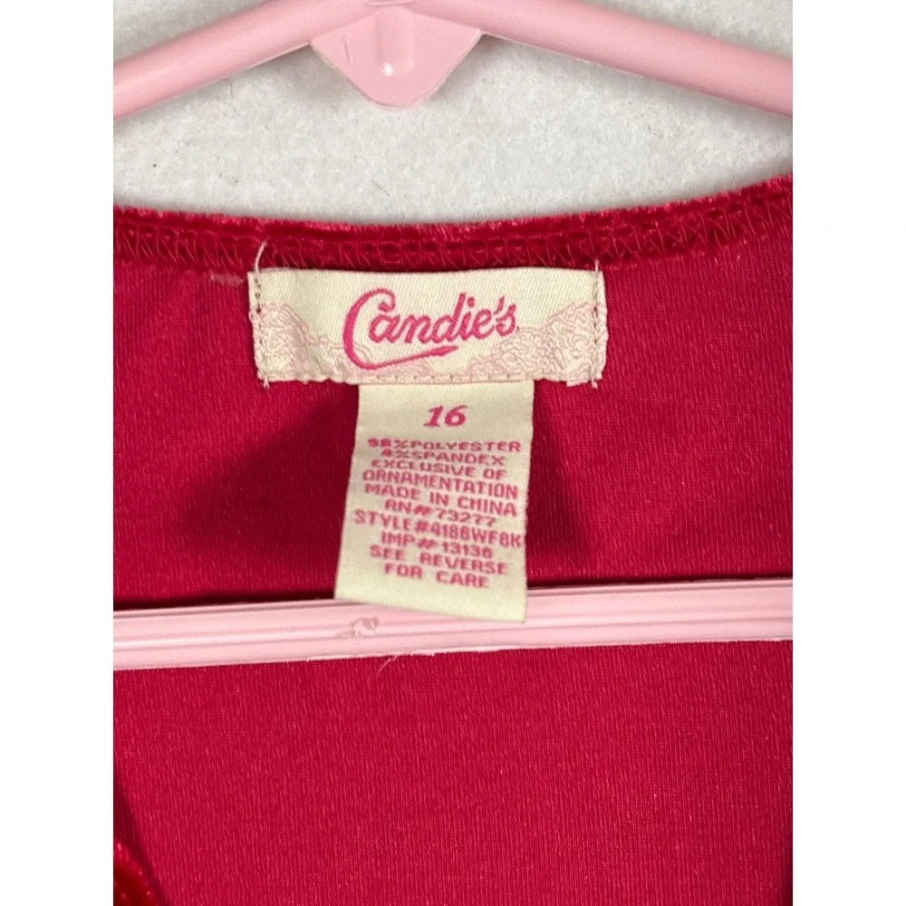 Candie's Shrug Bolero Kids Size 16 Red NEW Velvet Open Front‎ Cropped Layering